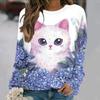 Autumn Cute Cat Pattern 3D Printed Hoodies Fashionable Casual Sports Long Sleeved Women's Hoodies
