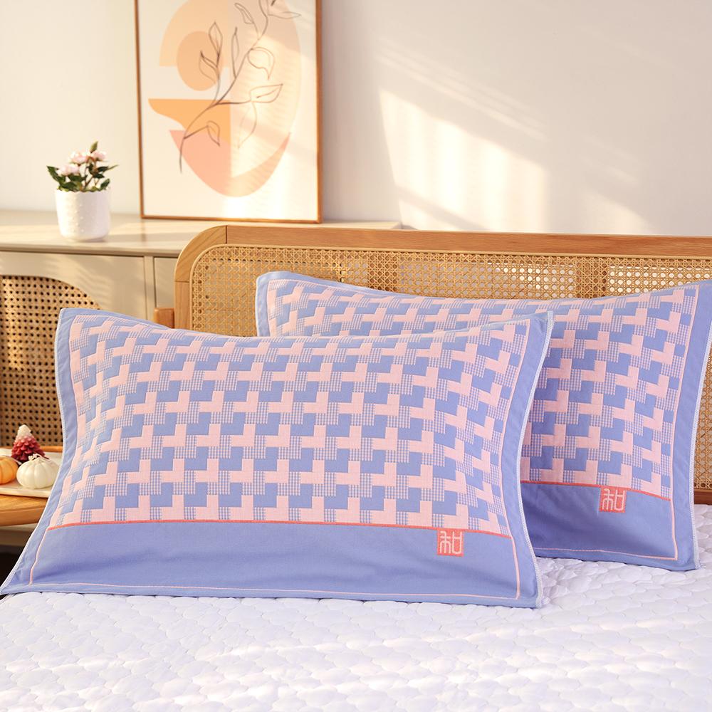 A Pair of Pure Cotton Gauze Pillow Towels, New High-density Soft Adult Cover Towels, Cotton Non-slip and Breathable Household