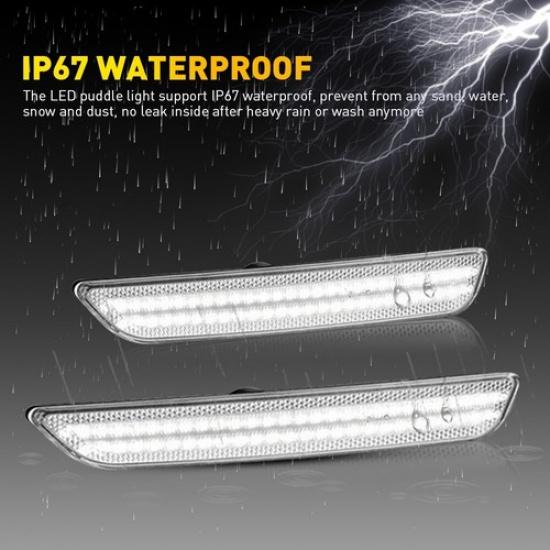 For 2010-14 Ford White Mustang LED Side Marker Light Lens Clear Front Rear 4Pcs