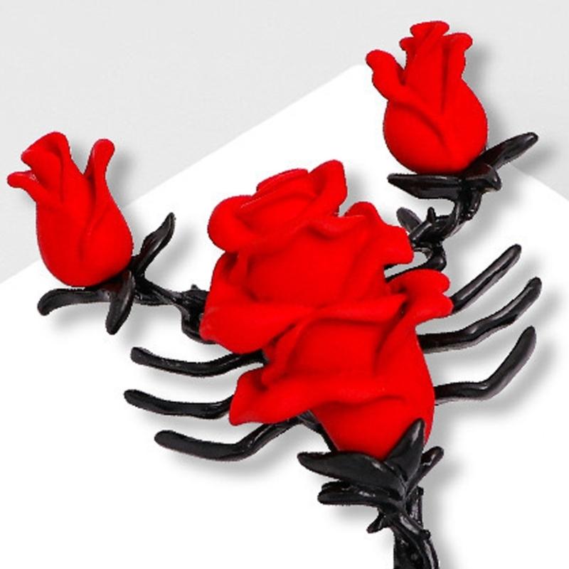 Retro Metal Scorpion Rose Brooch Handmade Drip Enamel Detailing Unique Gothic Badge Pin Accessory For Outfit
