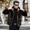 New Men's Genuine Fur Sheep Shear Coat Mid-Length Lapel Reversible Lamb Wool Winter