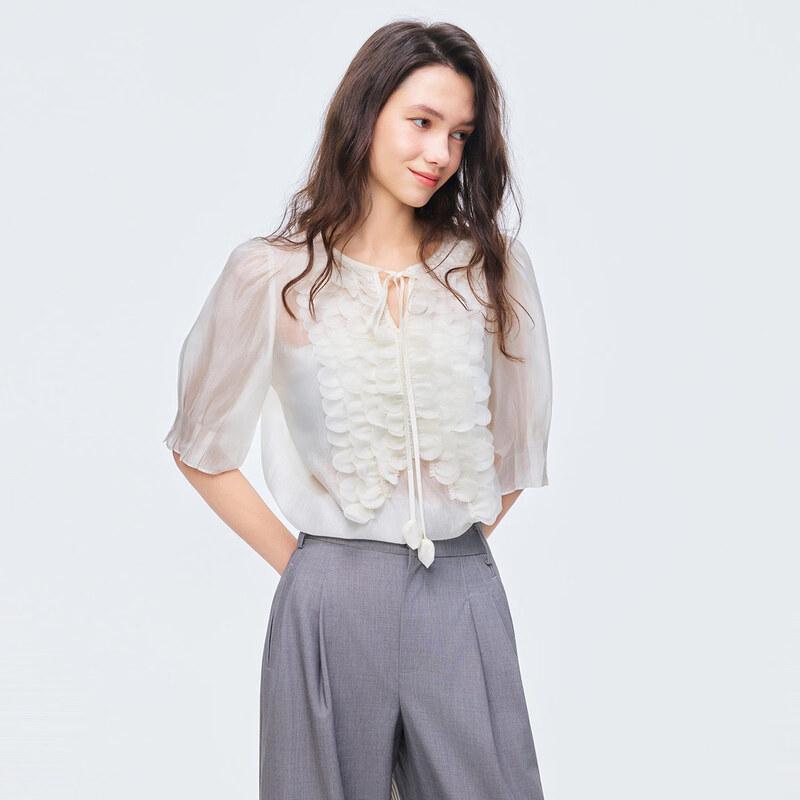 

Shetu Pleated Ruffle Short-Sleeve Blouse XL