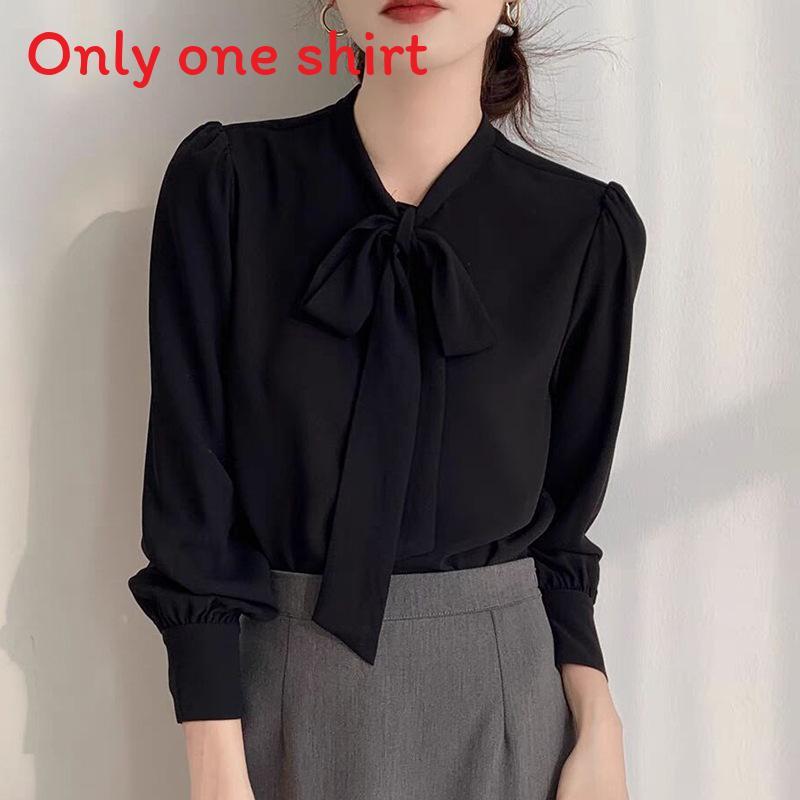 Blue Bowknot Shirt With Satin Fabric And Tie Detail For Office Women