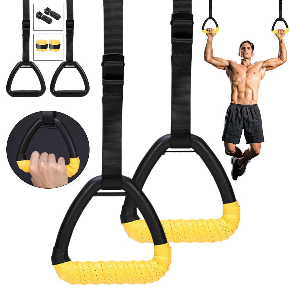 Gymnastic Rings with Adjustable Straps Pull Up Exercise Rings Non-Slip for Chlidren Adult Home Workouts Strength Training