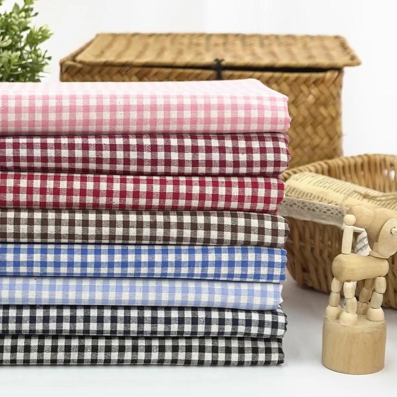 145x50/100cm Pink Plaid Pure Cotton Fabric For Women's Dresses, Shirts, Tablecloths, Home Decoration Handmade DIY Fabric TJ7400