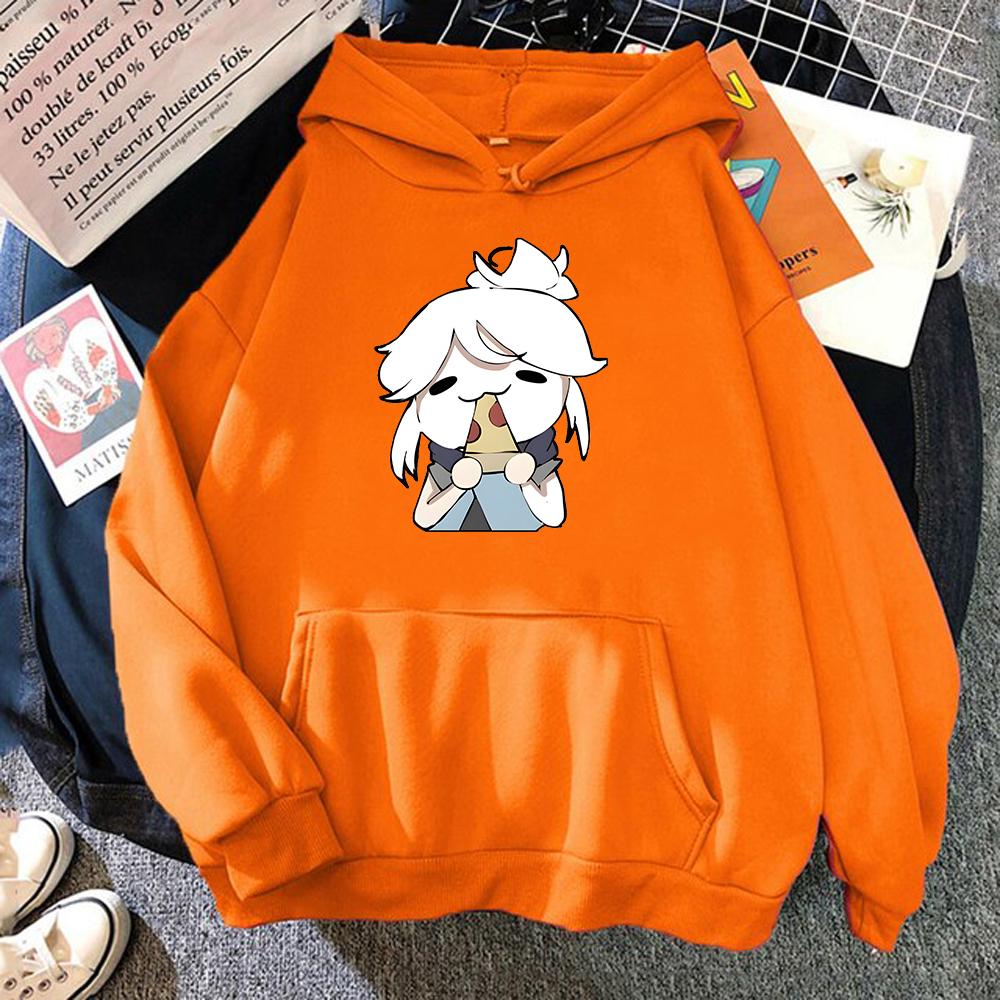 Cartoon Jett Eat Pizza Valorant Unisex Hoodies Funny Kawaii Print Oversized Comfortable Winter Warm Women Men Sweatshirts