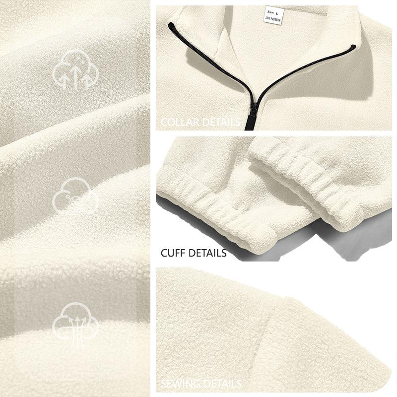 Fleece Jacket for Men Full Zip Lightweight Stand Collar Warm Jackets Casual Outdoor Windproof Coat with Pockets Men's Tactical Winter Fall Coat Jacket