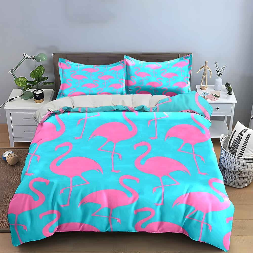 Pink Flamingo Design Home Set Exquisite Three-Piece Bedding Set Gift For Kids And Adults