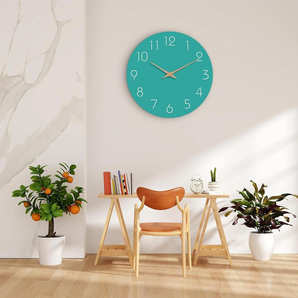 Simple wooden silent wall clock for home, living room, bedroom, and home decoration