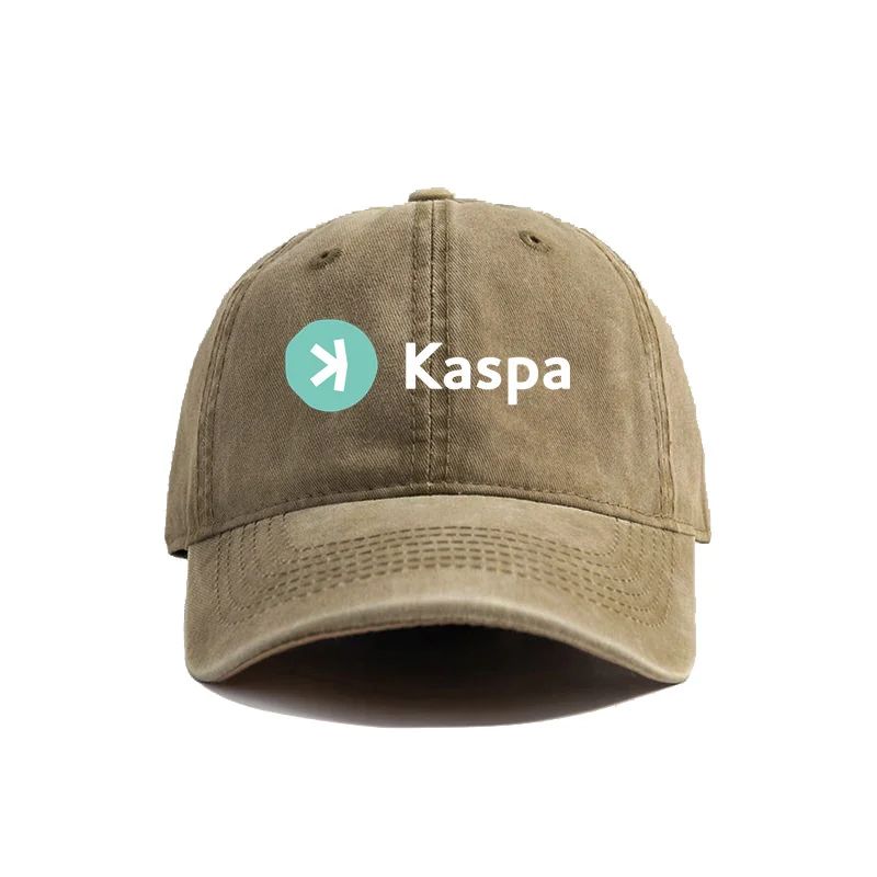 Kaspa Crypto Distressed Baseball Cap Cool Men Retro Outdoor Summer Adjustable Gift Dad Kaspa Coin Hat Outdoor sun protection Adjustable