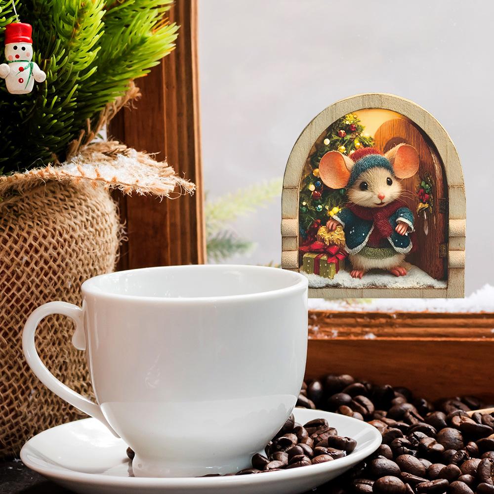Combine Cartoon Christmas Mouse Hole Custom Home Decoration Wall Stickers