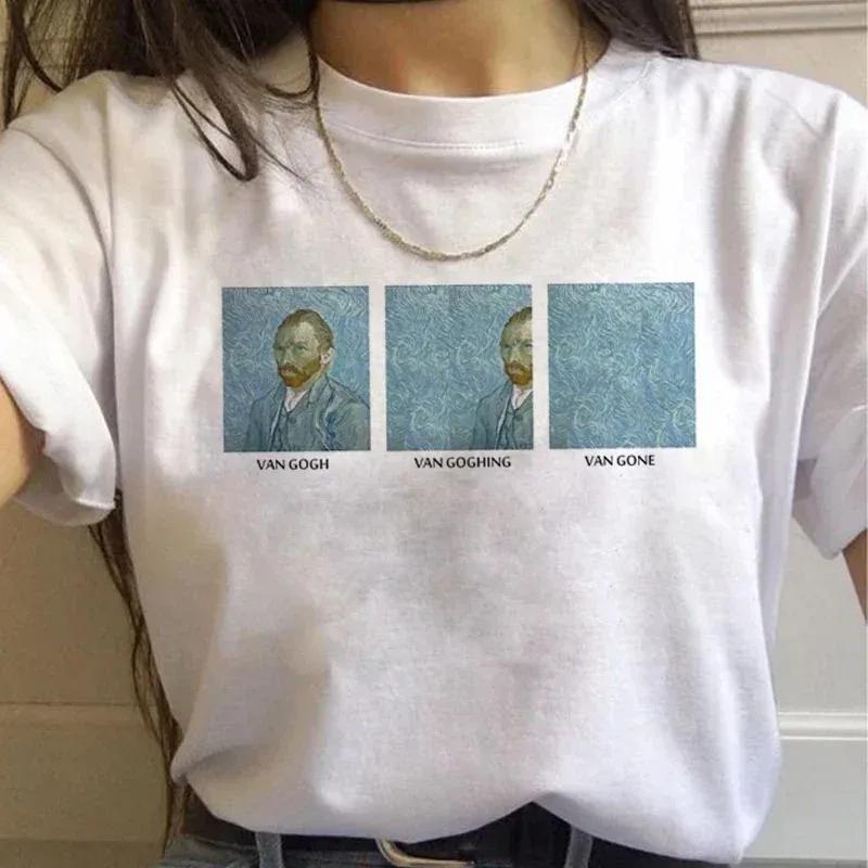 Artistic Van Gogh Paintings Graphic T Shirt With Classic Art Quotes Creative Designs Stylish Casual Short Sleeve Tee For Daily