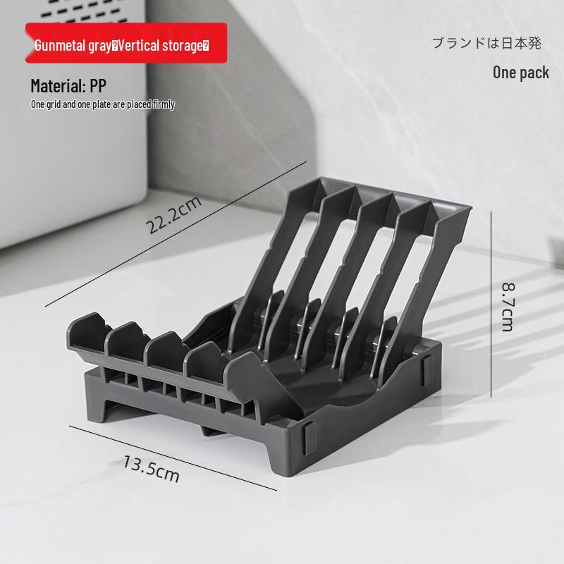 

Compact Kitchen Countertop Dish Rack with Vertical Plate Divider and Storage Drawer