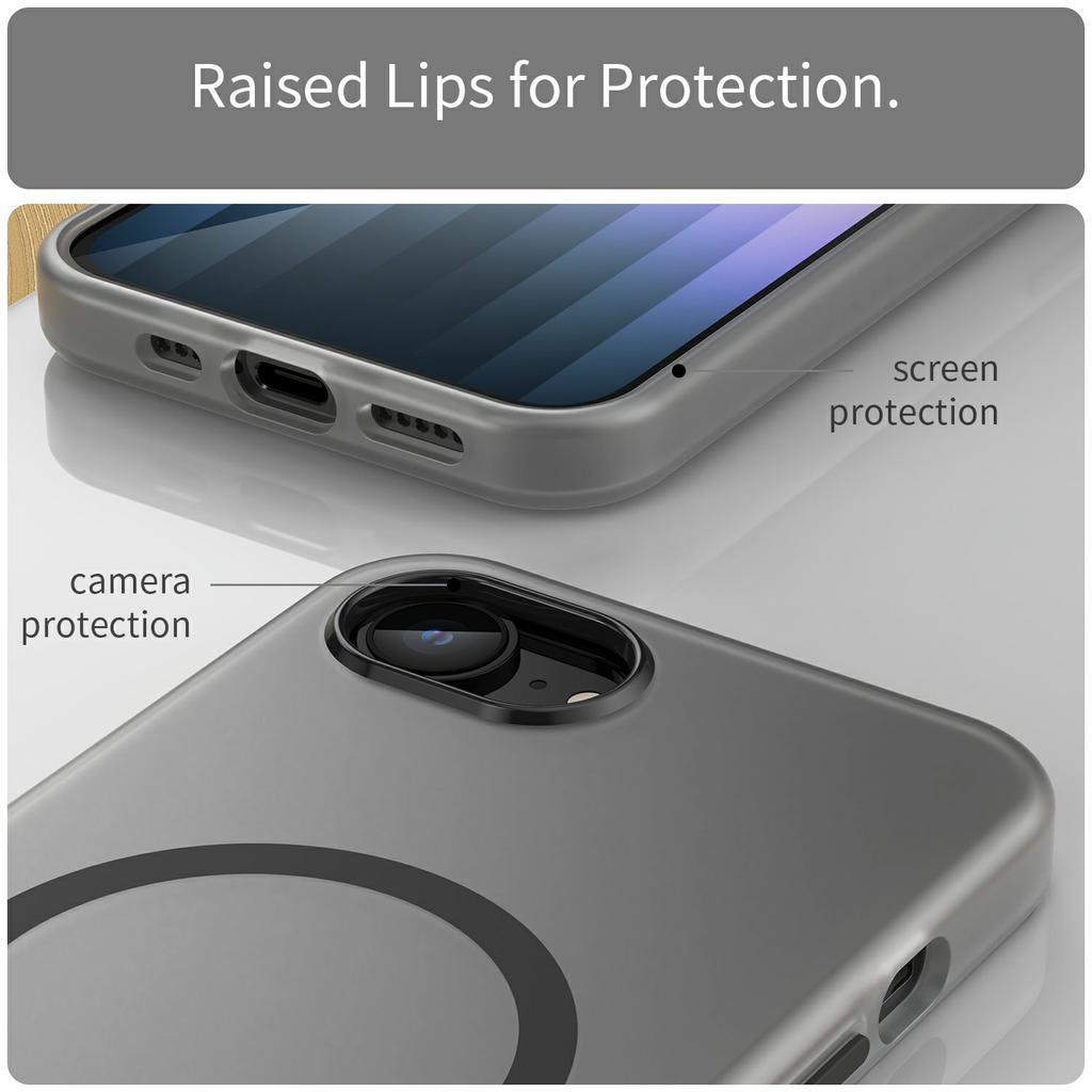 For iPhone 16e Case Compatible with MagSafe Slim Matte Translucent TPU+PC Phone Cover