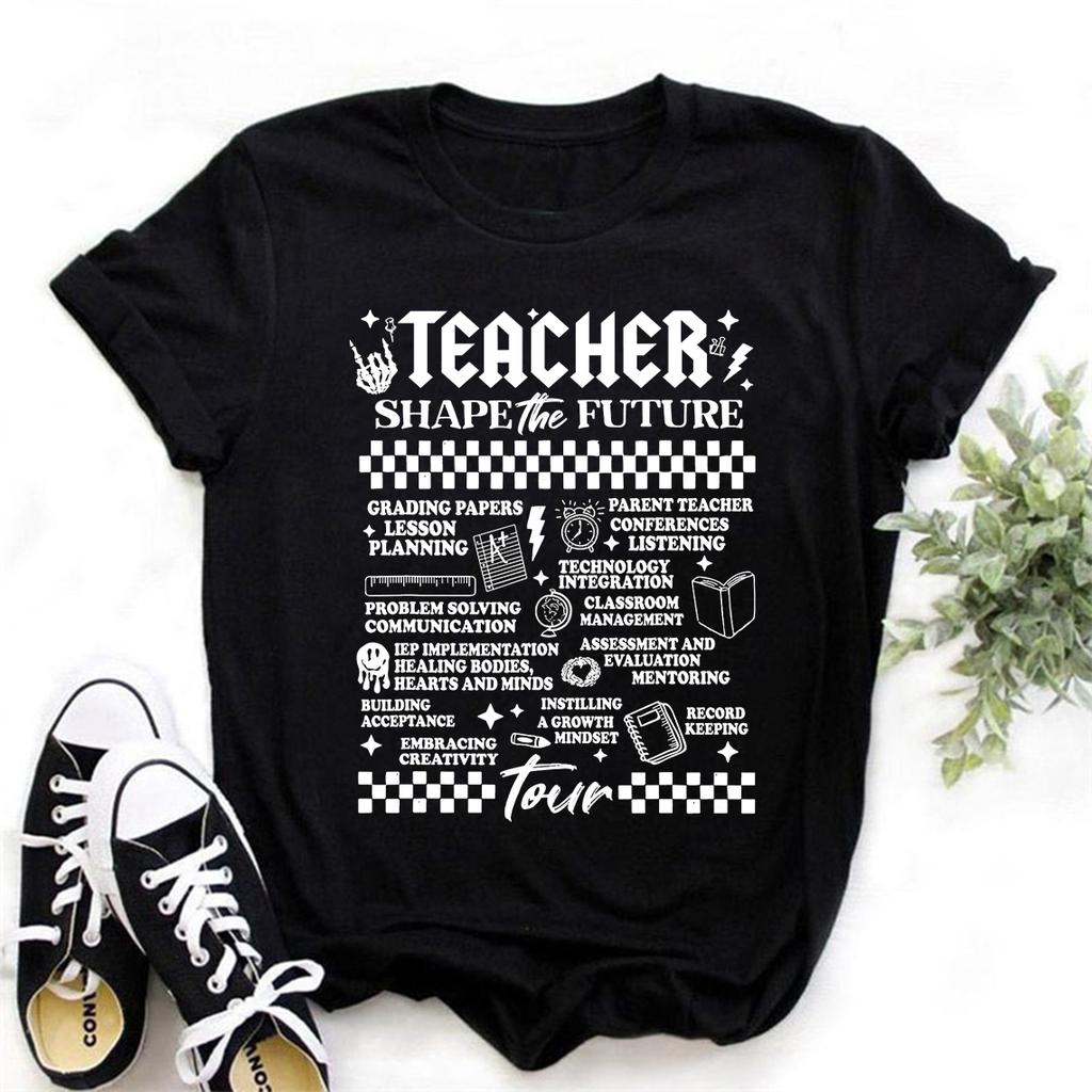 ABCD Teacher Tour Print  Graphic Streetwear Fashion T-Shirts Harajuku Clothes Short Sleeve Summer Tee Casual Female Tops