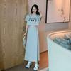 Summer Hong Kong Style Short Printed T-shirt + High-waisted Skirt for Women with Salt or Sweet Fashion Style Two-piece Set