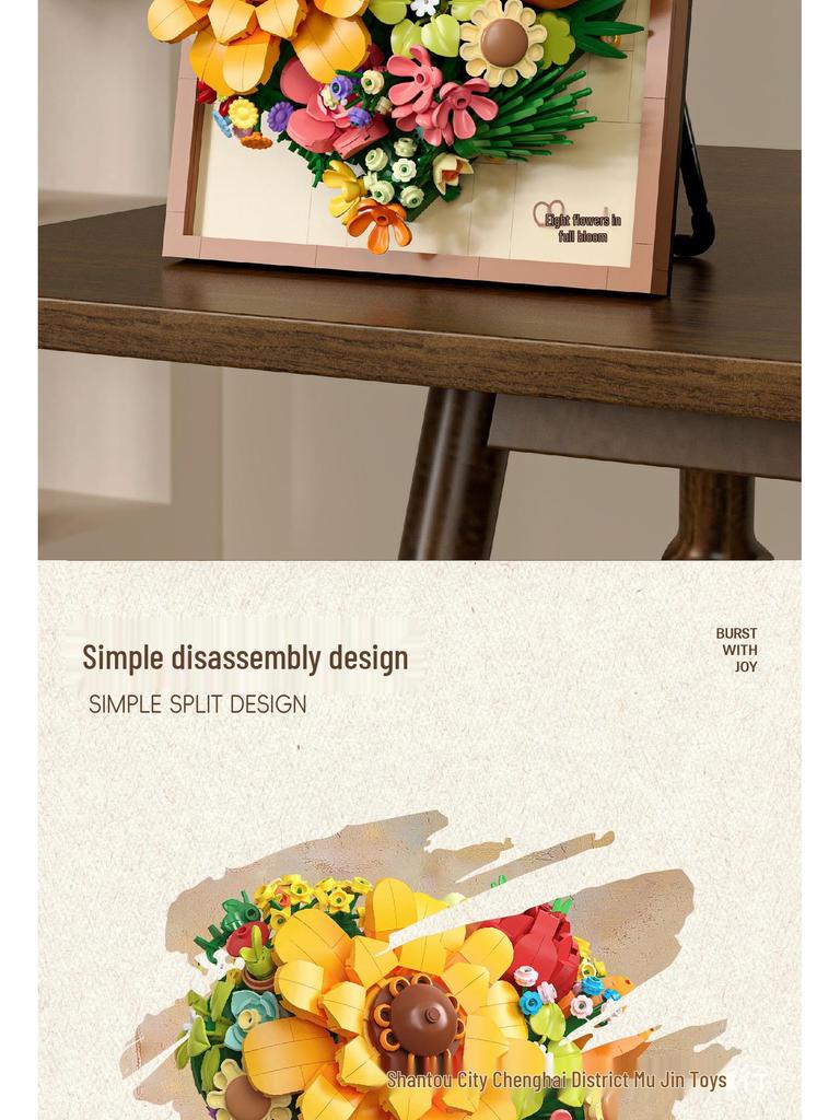 Blooming Series 3D Eternal Flower Photo Frame Toy and Desktop Ornament - Teacher's Day Gift