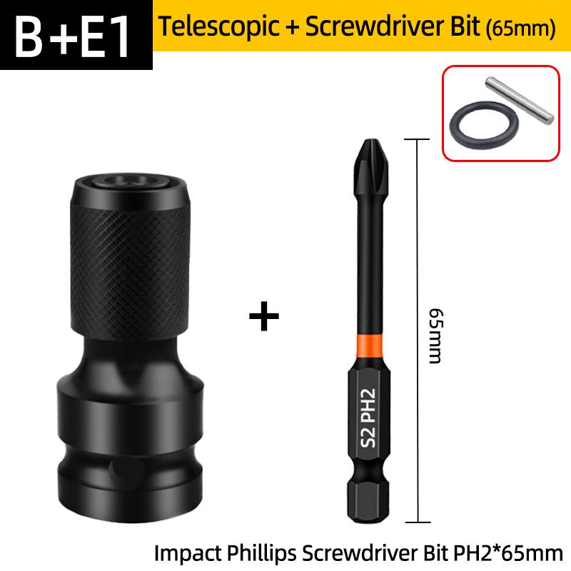PH2 Phillips Screwdriver Bits Cross Head Magnetic 50/100/150mm Hand Tool 1/2” Square To 1/4” Hex Wrench Socket Adapter Converter