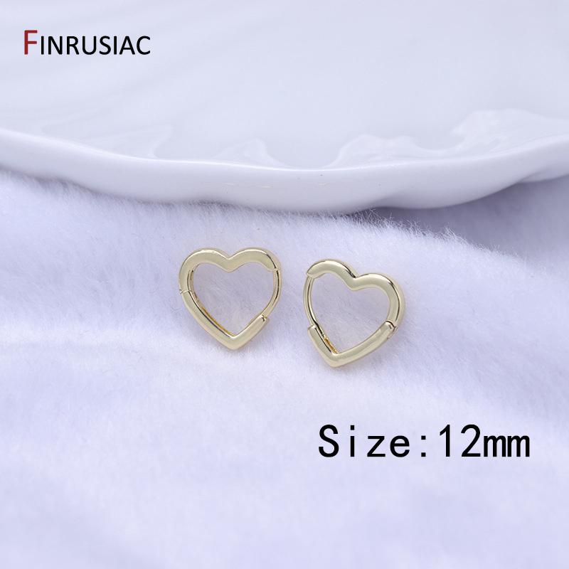 

12mm/14mm/16mm Gold Plated Brass Metal Heart Shaped Hoop Earring Clip High Quality DIY Jewelry Making Findings 1 Pair