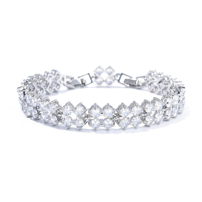Luxury Inlaid Colored Gemstones Roman Bracelet Synthetic Cubic Zirconia Colored Diamonds Crystal Zircon Party Versatile Bracelet