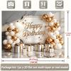 2D "Happy Birthday" Backdrop with White Gold Balloons, Gifts & Marble Background