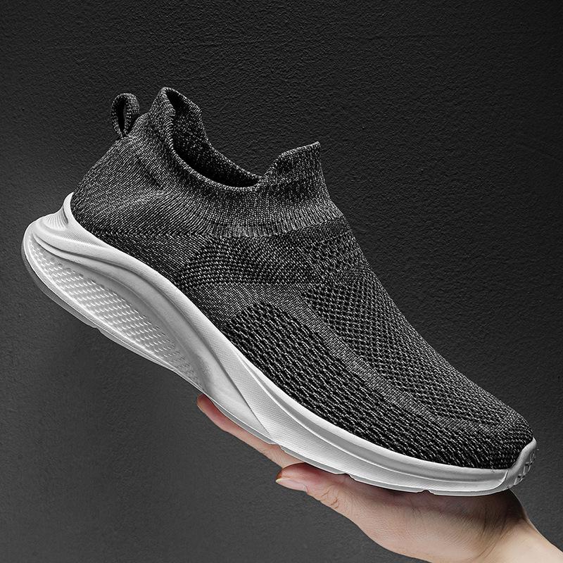 New Spring Breathable Fly Knitted Autumn Socks Shoes Running Casual Soft Sole Non-slip Men's Sports Shoes