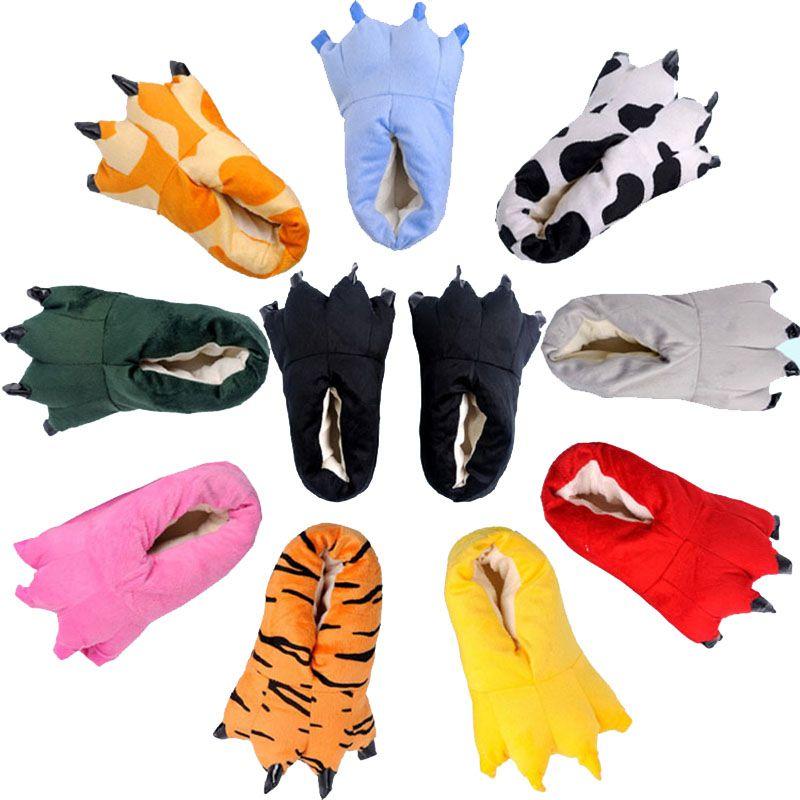 Cozy Dinosaur Cosplay Costume Slippers With Soft Plush Paw Shoes For Winter Warmth