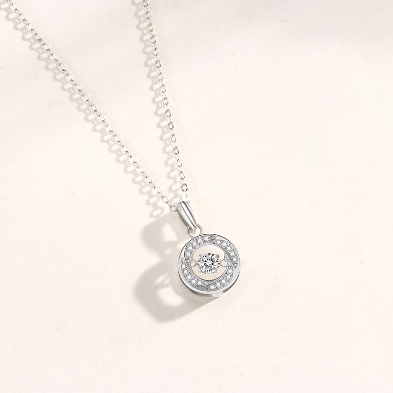 Circle Pendant Women'S Diamond Korean Version Niche Design Beating Heart Women'S Zircon Necklace Premium Durable