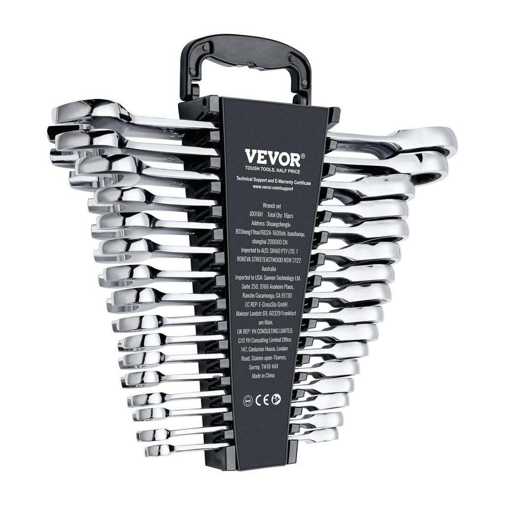 Combination Wrench Set 16-Piece Metric 8 Mm To 24 Mm with Organizer Rack