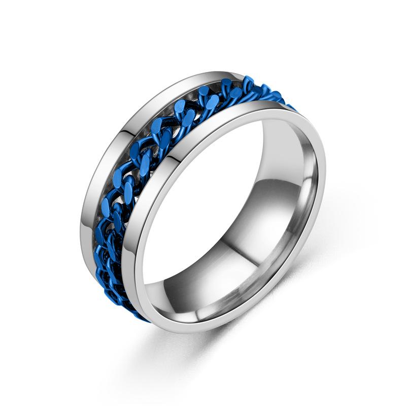 Fashionable and unique multi-purpose stainless steel ring with rotating chain finger ring accessory