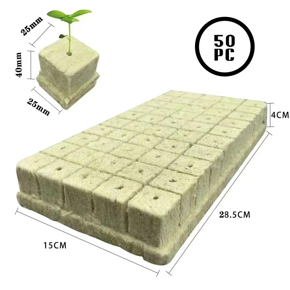 

50Pcs Stonewool Grow Media Cubes Plant Cubes Soilless Substrate Block Garden Tool Accessory In Stock