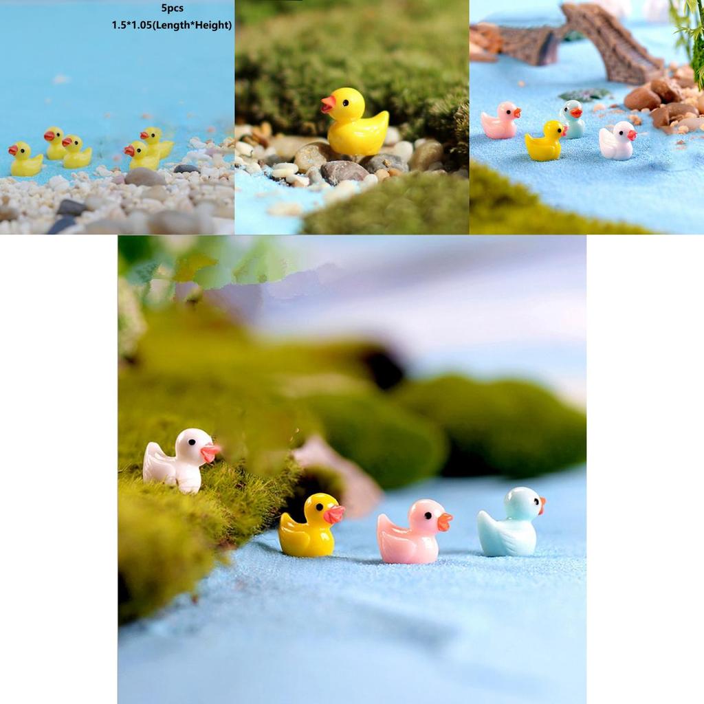 Adorable 5 Colors Mini Colorful Duck Resin Ornaments For Charming Micro Landscapes