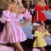 Fd994 New In-Stock Women's Clothing 2024 Summer Cross-Border European and American Sexy Solid Color Long-Sleeve Strapless Elegant Dress