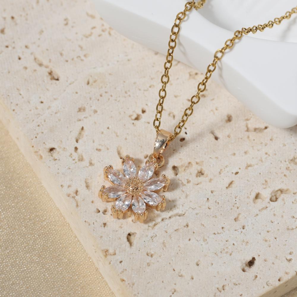 

Простые ожерелья с подвесками в виде цветов для женщин, ожерелье с цирконием, свадебные украшения и аксессуары для вечеринок белый