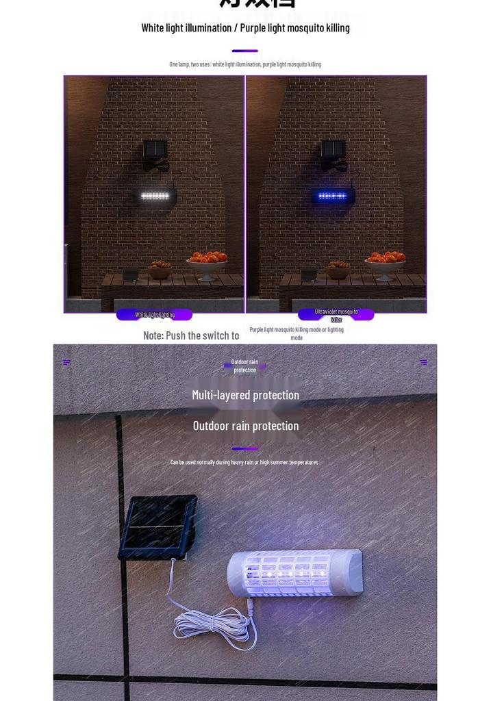 Solar Outdoor Mosquito Killer Lamp: Garden Rainproof Electric Shock Repellent