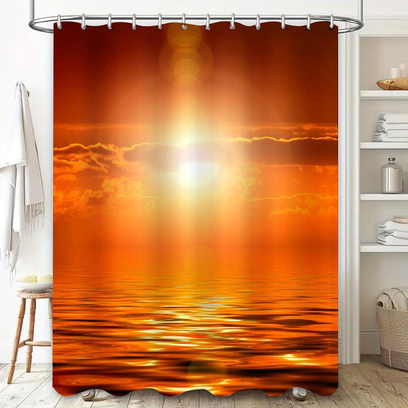 Red And Black Striped Waterproof Shower Curtain Set For Bathroom Decor Modern Style Washable Fabric Suitable For Hotel Homes Bla