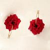 Big Red Rose Hoop Earrings Exquisite Elegant Gentle Vacation Daily Travel Earrings
