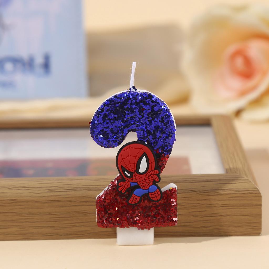 Superhero SpiderMan Enjoyable Figure Candle Adorable Cartoon Print 0-9 Celebration Birth Date Candle Cake Decoration Children Celebration Present
