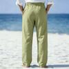 Men's Cotton Linen Cargo Pants Loose Fit Straight Leg with Multiple Pockets for Casual Wear