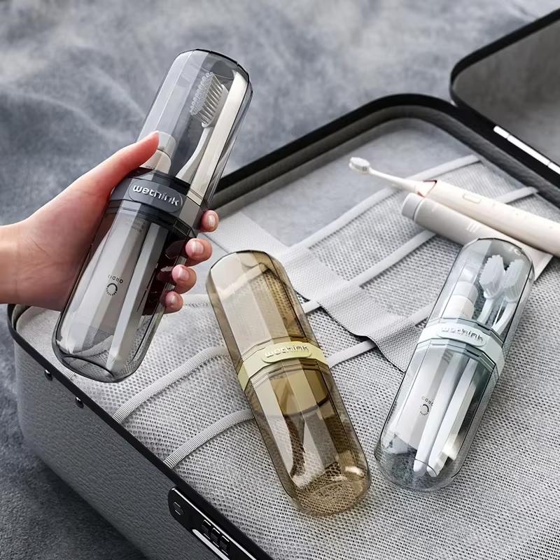 1pcs Toothbrush Storage Box Three-In-One Transparent Portable Toothbrush Case Mouthwash Cup Travel Supplies Plastic Storage Boxs
