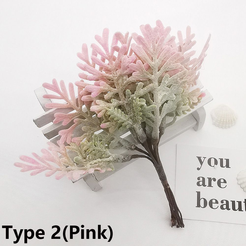 6PCS/Bundle DIY Xmas Ornament Home Decor Pine Artificial Flowers Simulation Plants Faux Grass