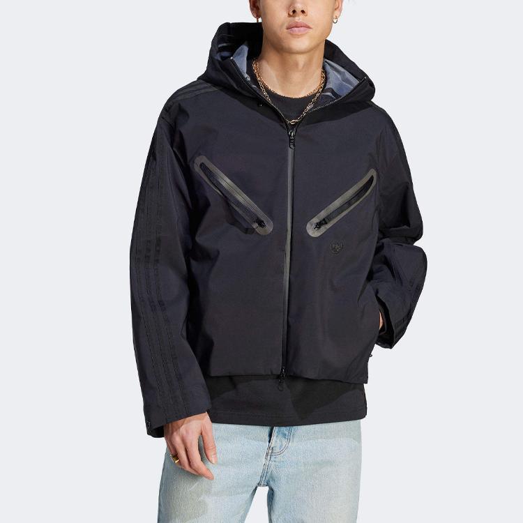 Adidas Originals Blaue Version Montreal Einfarbig Reißverschlussverziert Langarmjacke Herren Jacke Schwarz IL6166