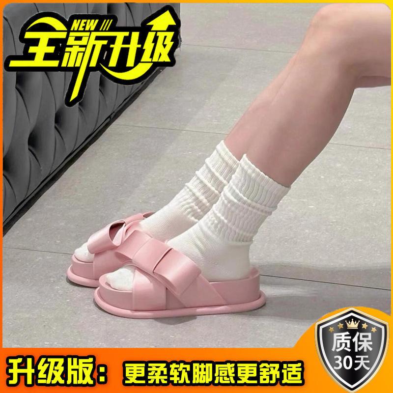 Superweiche, dicksohlige Schleife, Hausschuhe für den Ausgang, Damen-Oberbekleidung 2025 neu, weichsohlige, rutschfeste Ein-Wort-Pantoletten