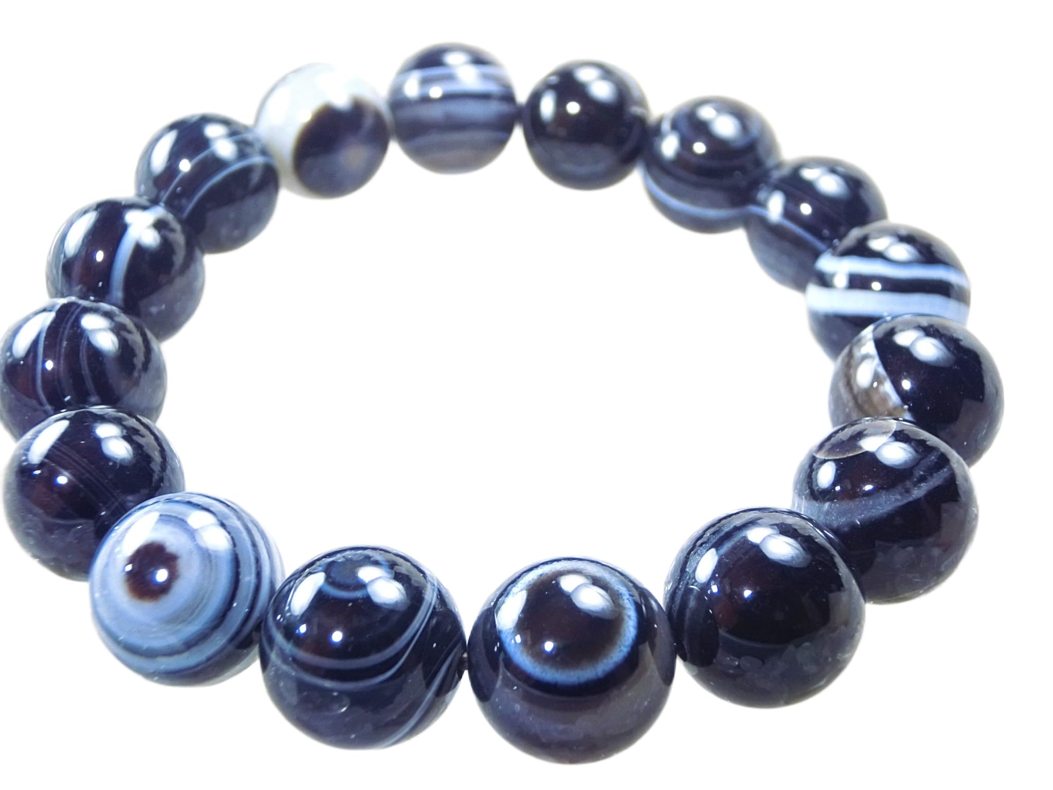 

Kanaishi for warding off evil and fulfilling 14mm Tiered Eye Extra Eye Bracelet for Men and Women AAA Crushed approximately 20cm men with large чорний