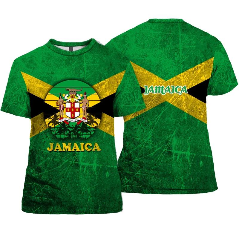 Jamaica Flag Graphic T Shirt For Men Jamaican National Emblem 3D Printed Short Sleeve Summer Streetwear T Shirts O-Neck Top Tees