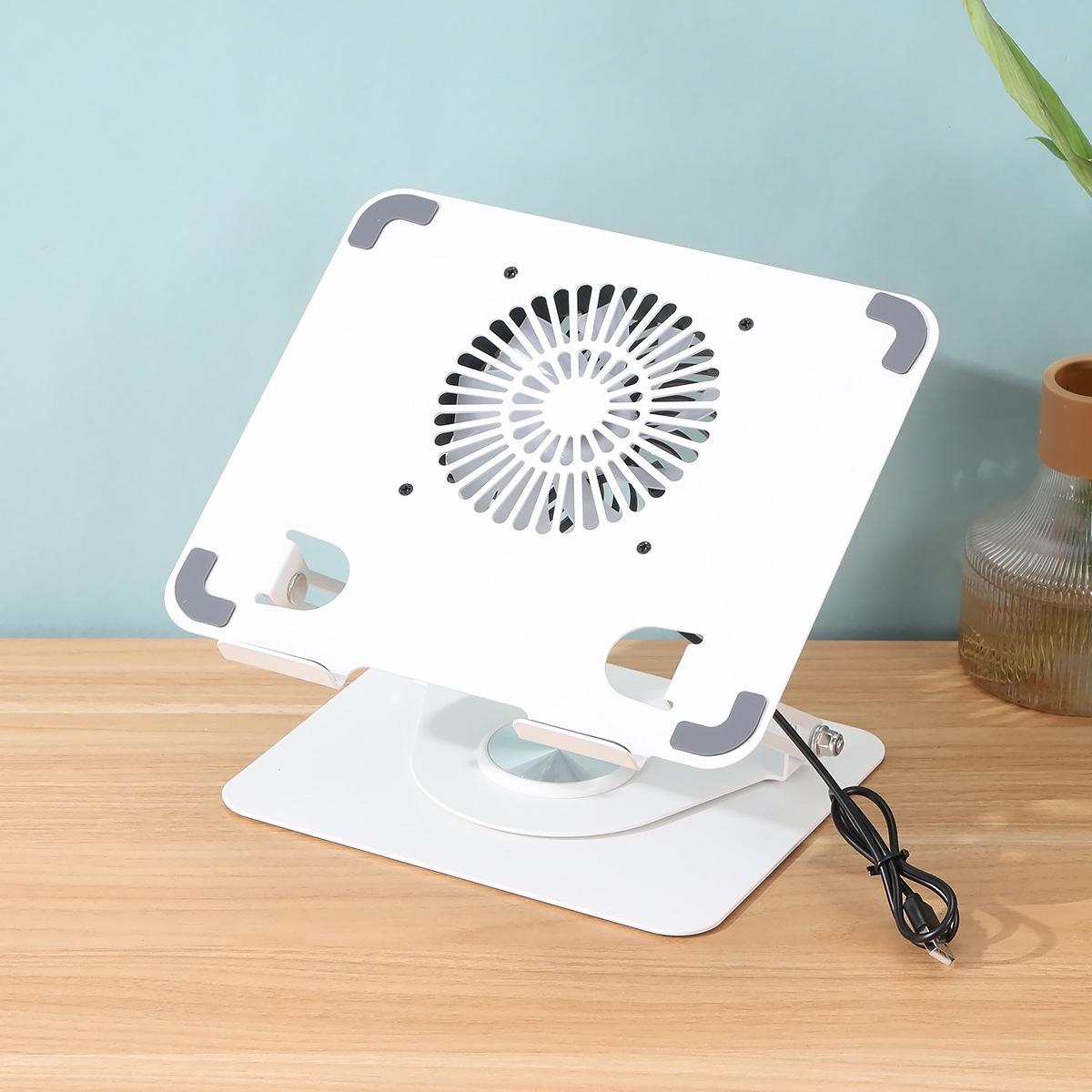 Rotatable Laptop Cooling Stand with Fan – Carbon Steel Folding Riser чёрный