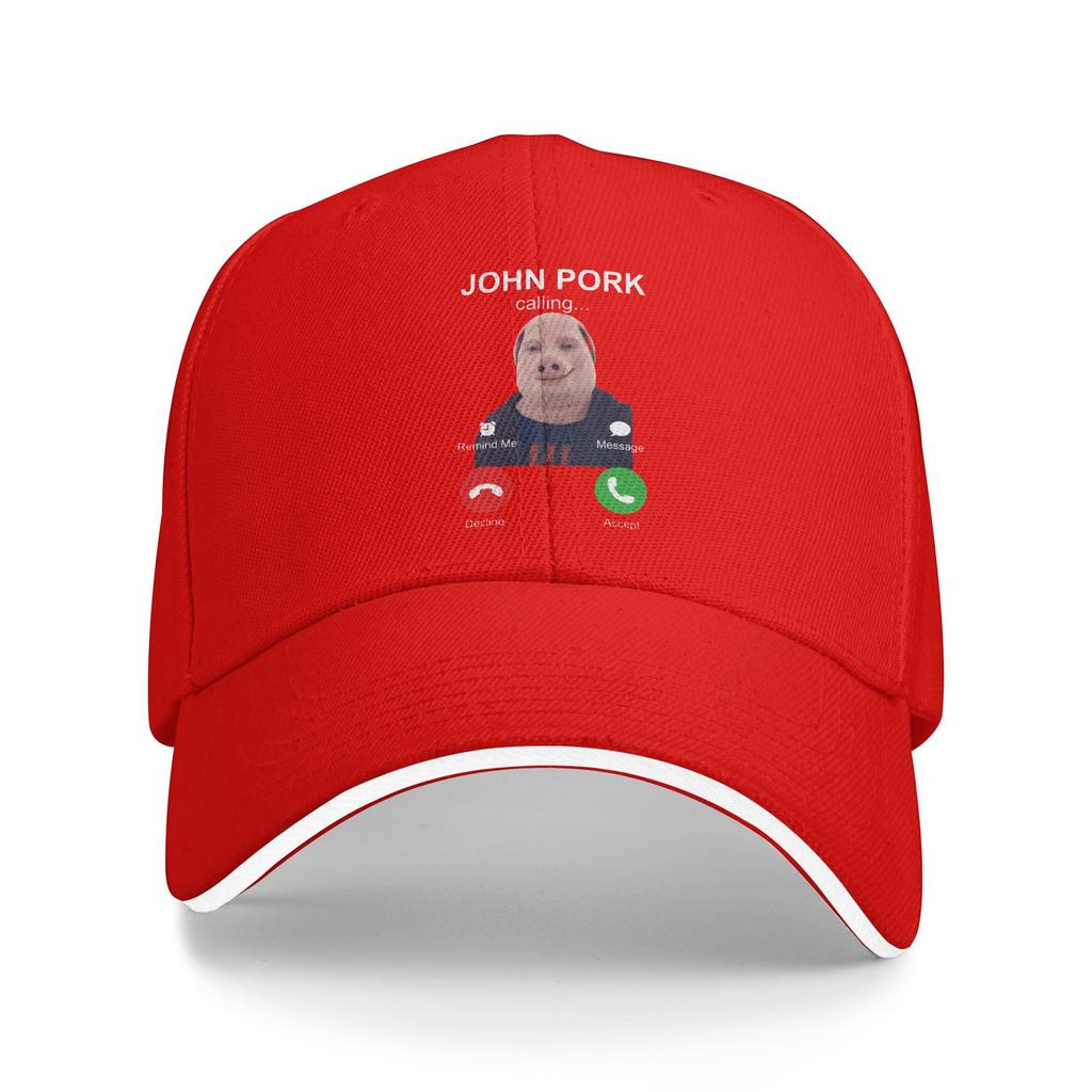 Summer John Pork Is Calling Funny Animal Baseball Cap Outdoor Sport Streetwear Print Sun Trucker Hat Men Breathable Snapback Cap
