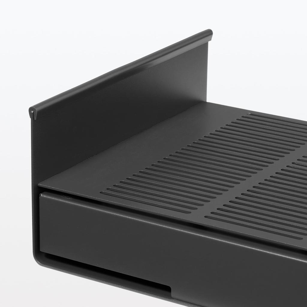 MUJI Steel Monitor Stand with Dark 320mm W X 230mm D X 110mm 83767143 Drawer, Gray, Approx. H,