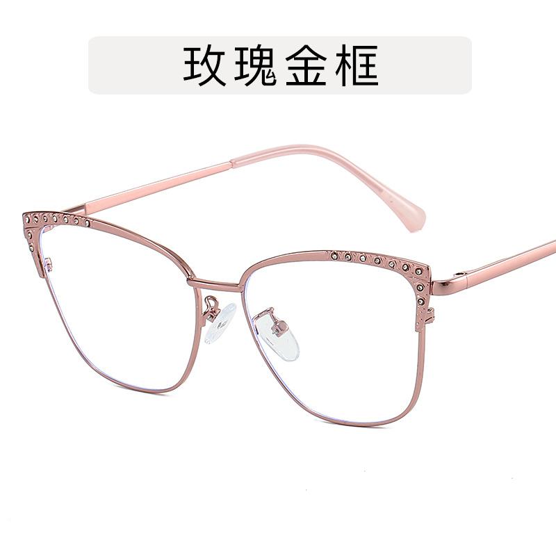

European American Style Woman Eyeglasses Rhinestone Decoration Cat Eye Shape Women s Glasses Blue Light Blocking Glasses