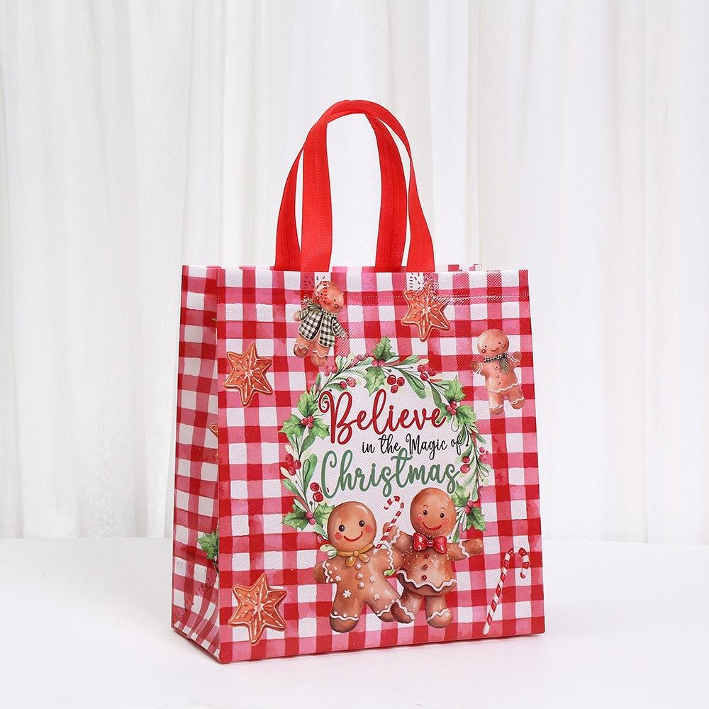 StoBag Christmas Gingerbread Non Woven Gift Bags Reusable Holiday Treat Bags for Party Favors Candy Cookies